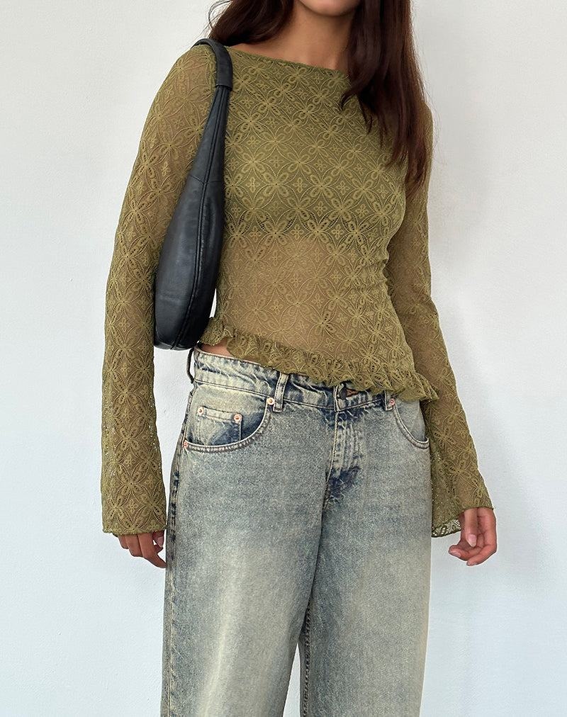 Bluzka Motel Rocks Allegra Long Sleeve Damskie Zielone | UXX2451YR