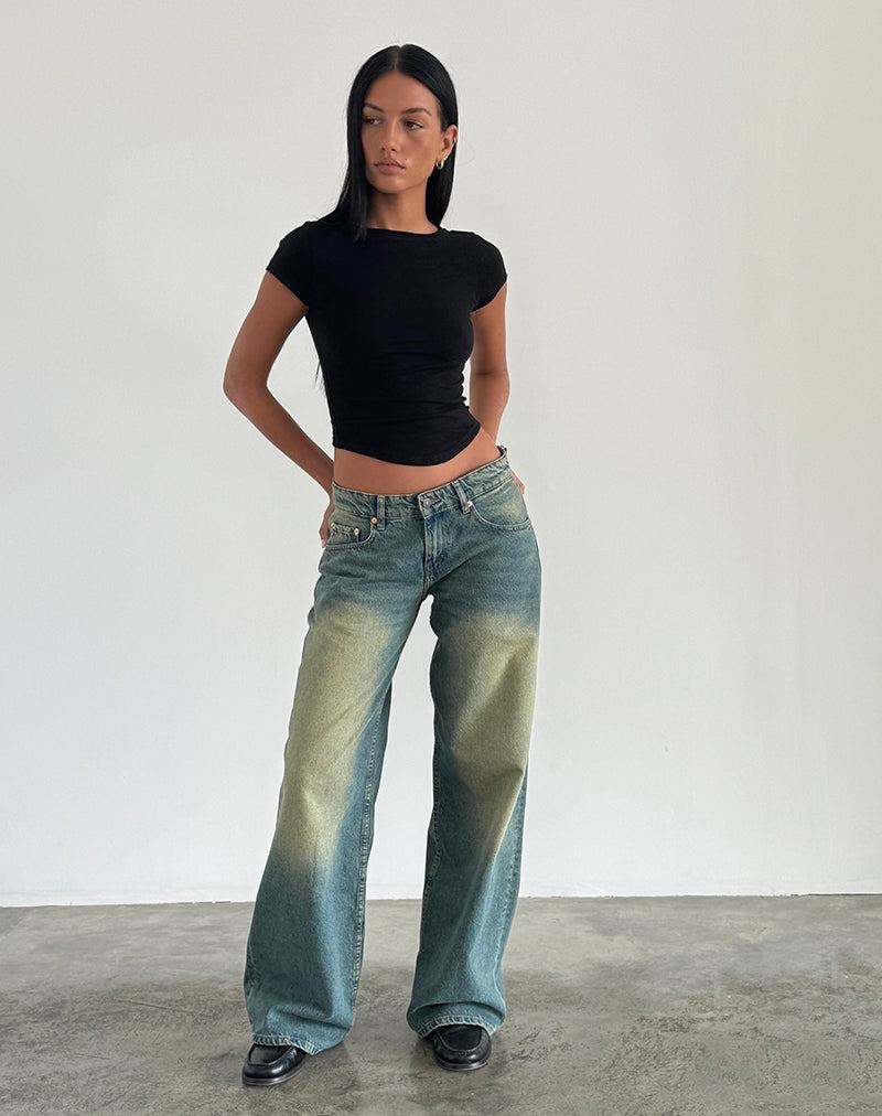 Jeansy Motel Rocks Roomy Extra Szerokie Low Rise Damskie Zielone | ROJ8963PR