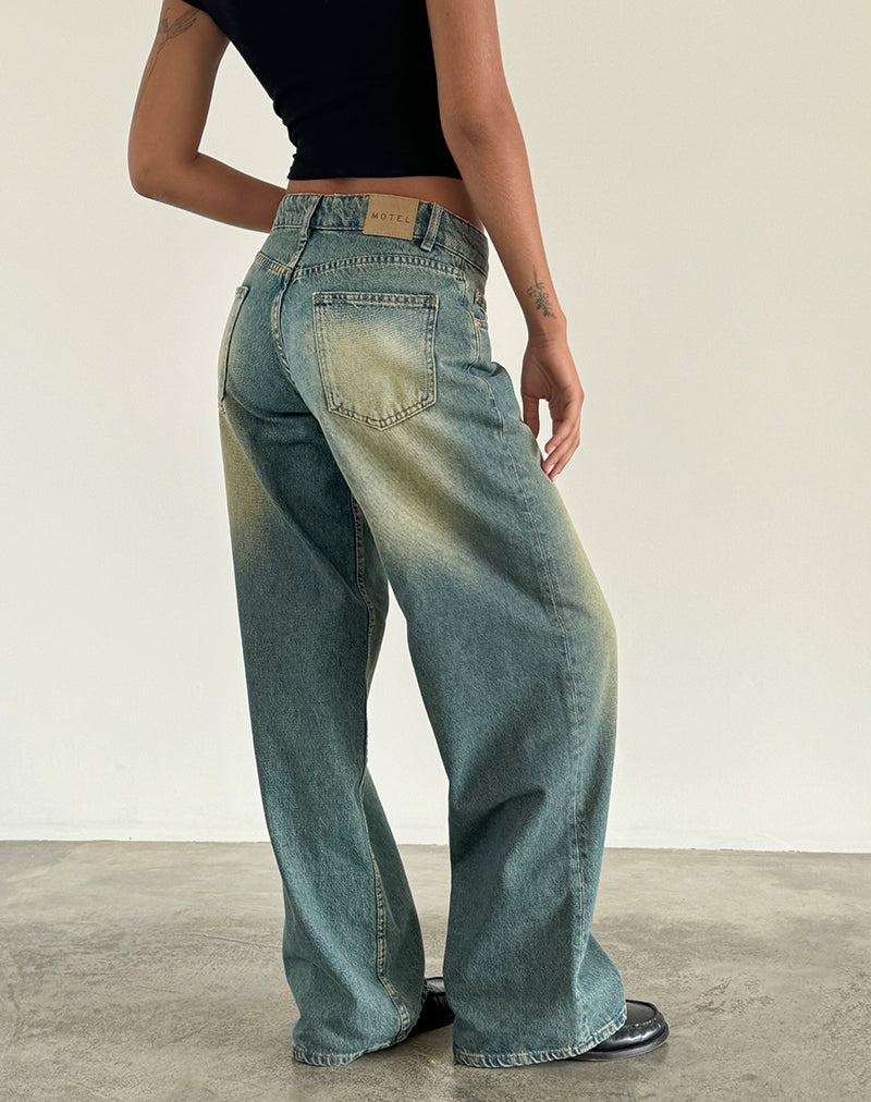 Jeansy Motel Rocks Roomy Extra Szerokie Low Rise Damskie Zielone | ROJ8963PR