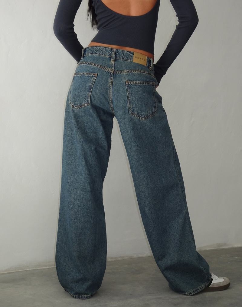 Jeansy Motel Rocks Roomy Extra Szerokie Low Rise Damskie Brązowe Niebieskie | AXO454LO