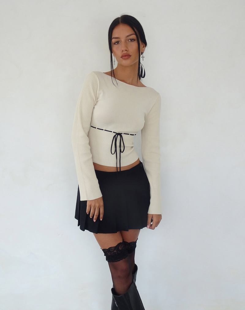 Koszulki Motel Rocks Awdella Trykotowy Long Sleeve Damskie Beżowe | IVF9359HX