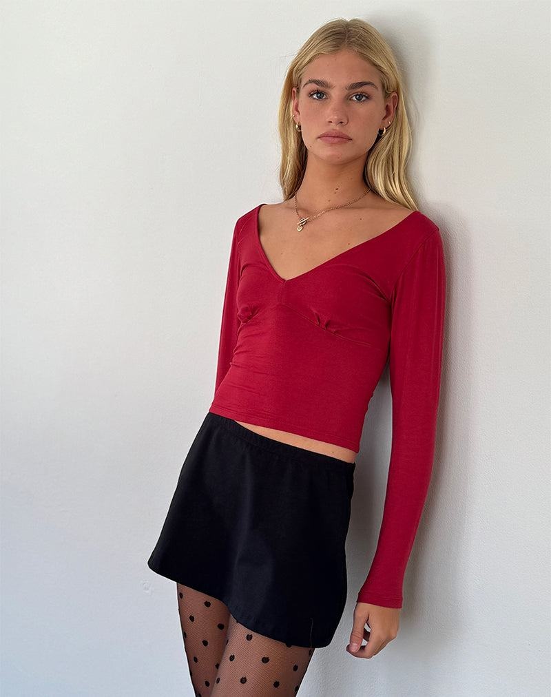 Koszulki Motel Rocks Sisil Long Sleeve Damskie Czerwone | IUU6028YE