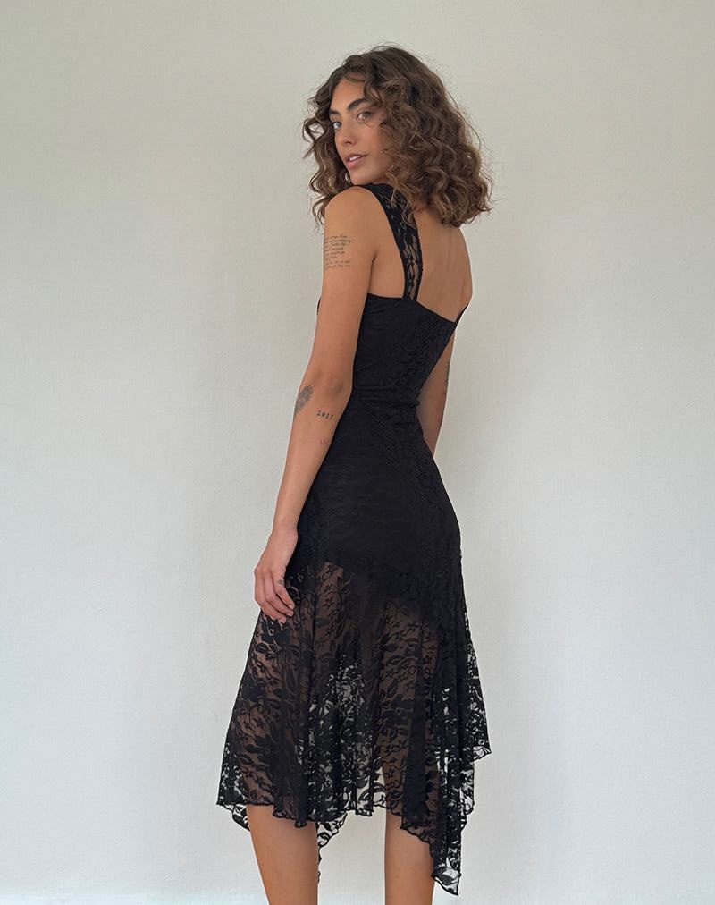Sukienka Midi Motel Rocks Adeliza Asymmetric Damskie Czarne | NDS6150EZ