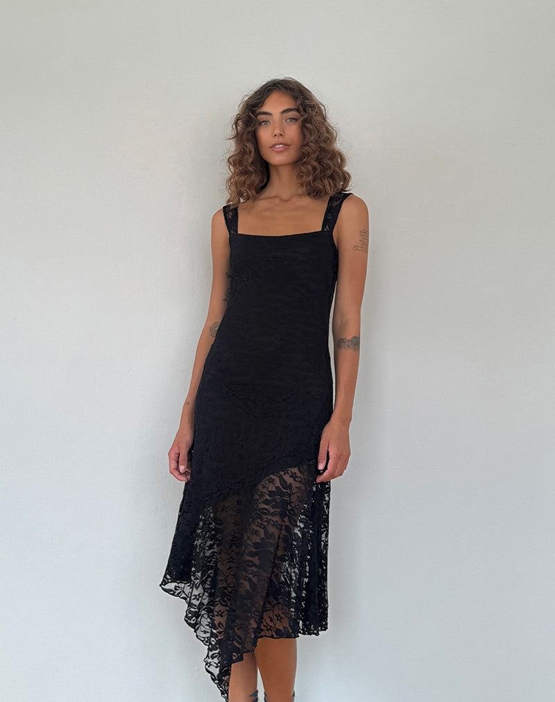 Sukienka Midi Motel Rocks Adeliza Asymmetric Damskie Czarne | NDS6150EZ
